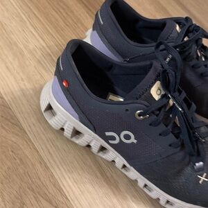 On Cloud Running Sneakers in Navy with Lavender Accent